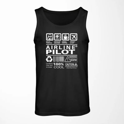 Airline Pilot Label aviation design on breathable cotton tank top.