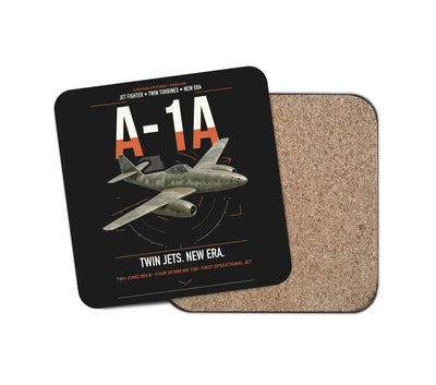 Messerschmitt Me 262A-1a design on black 1 piece coaster