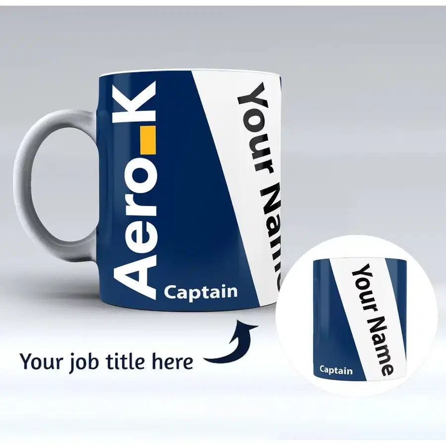 Aero K Designed Ceramic White mug, White + Name