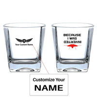 Thumbnail for Because I was Inverted aviation design on whiskey glass, crystal-clear premium glassware.
