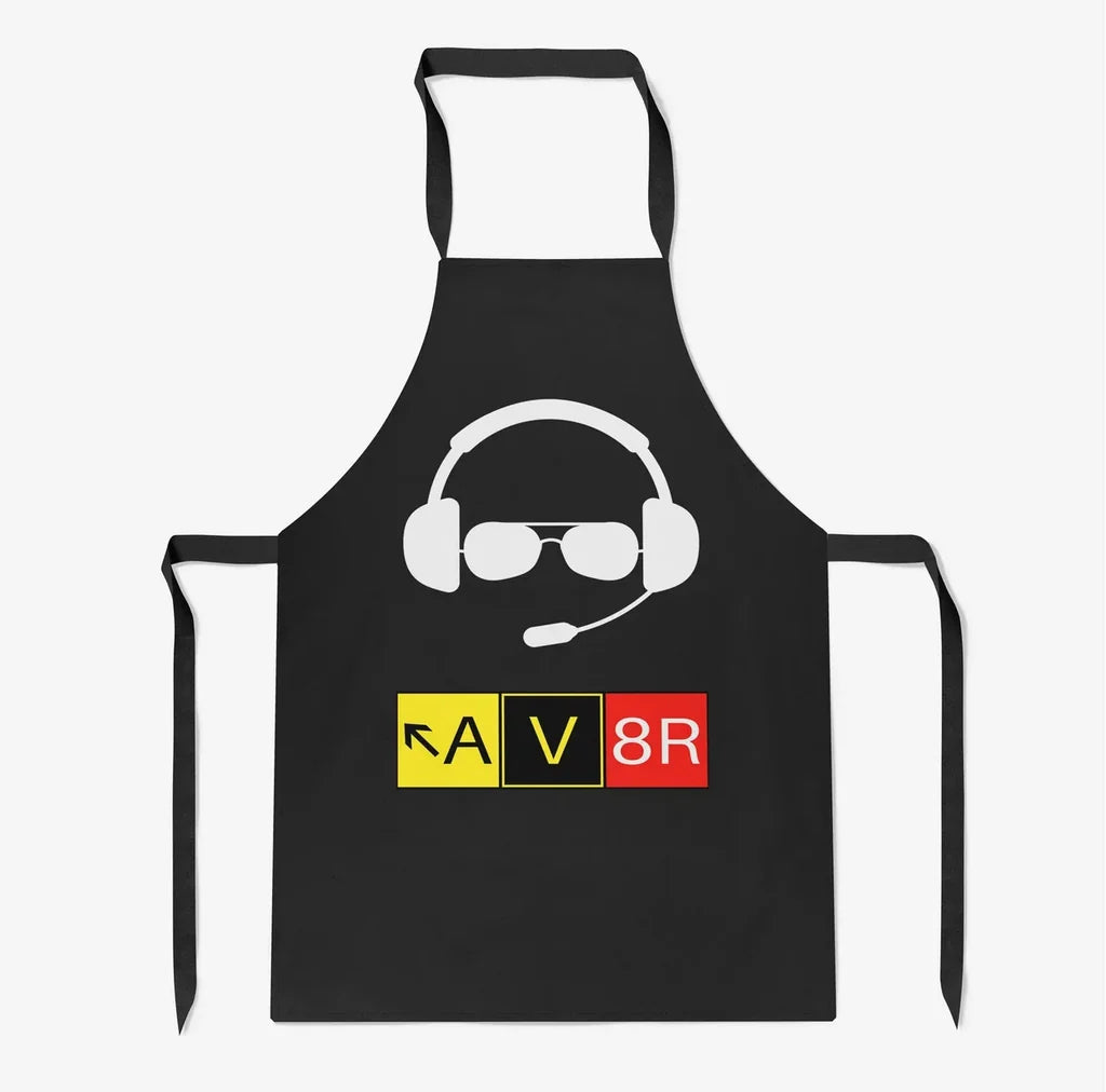 AV8R 2 aviation design on durable cotton blend kitchen apron.