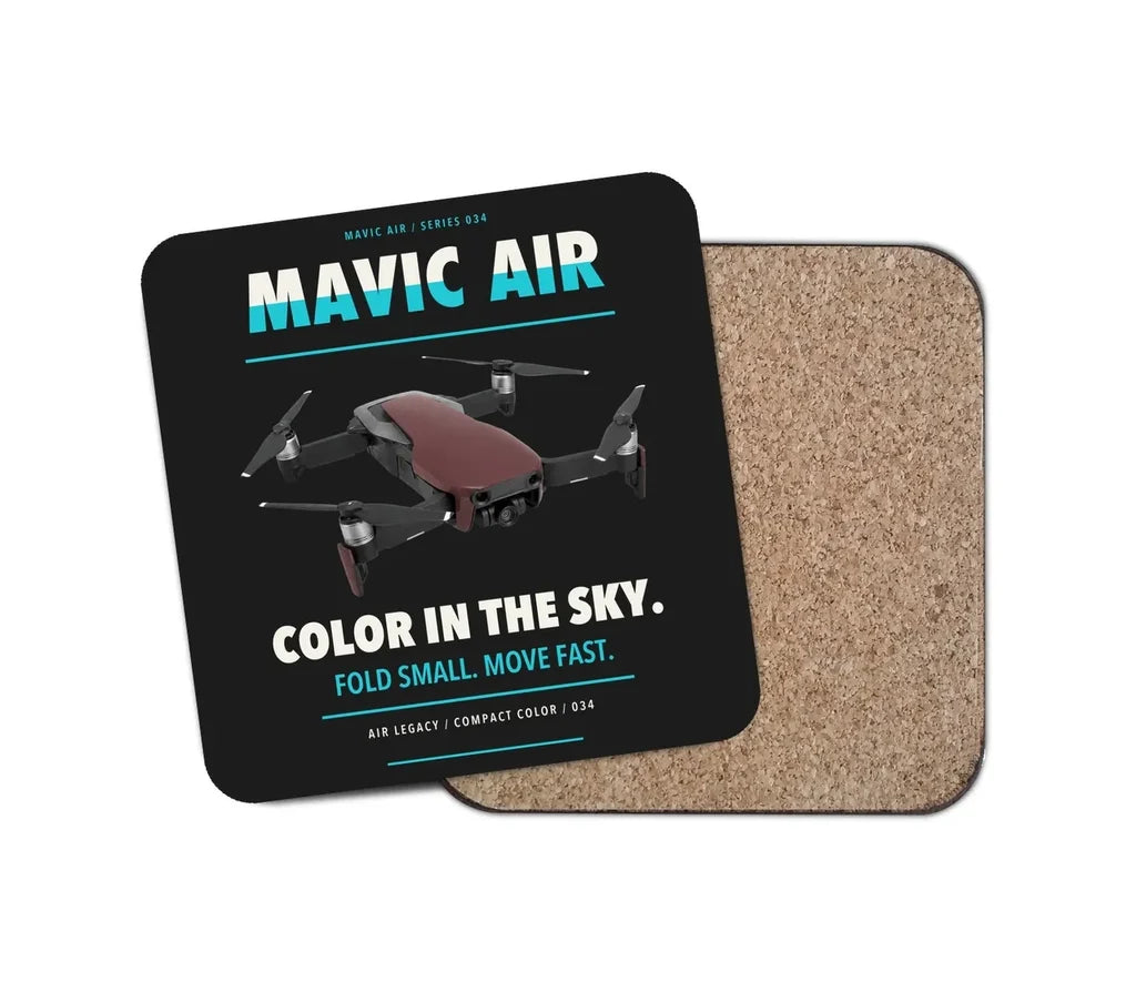 DJI Mavic Air design on black 1 piece coaster
