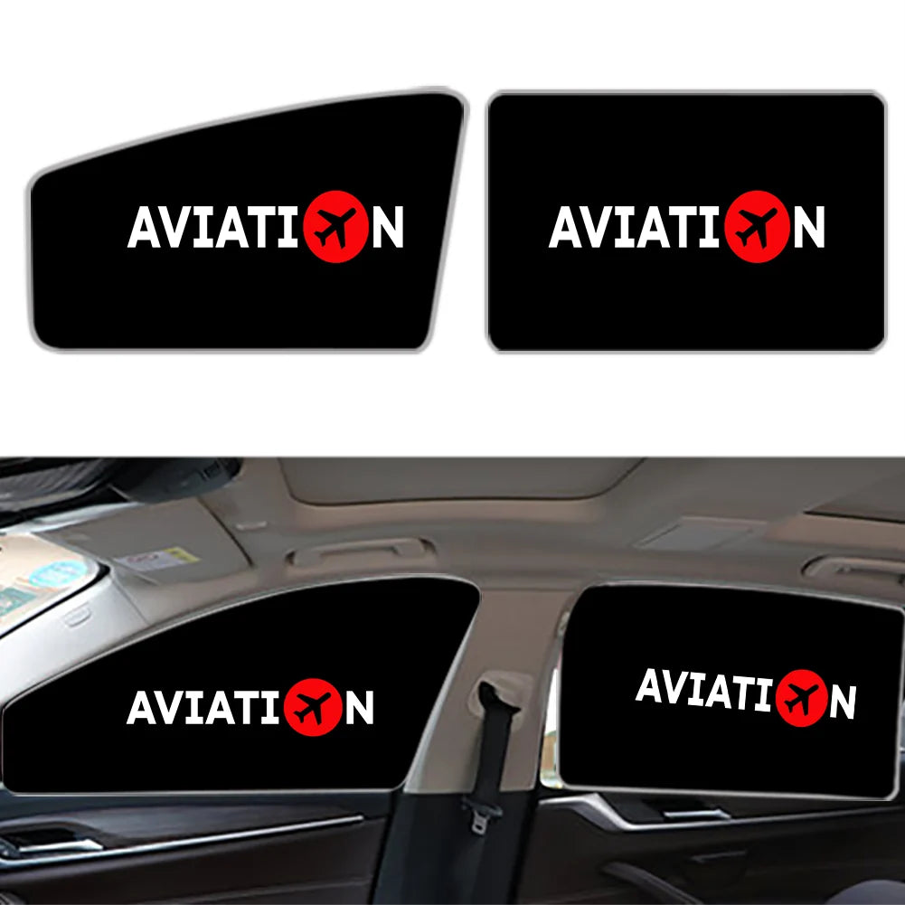Aviation Car Sun Shade (Side window) aviation design on reflective polyester car side window sun shade.