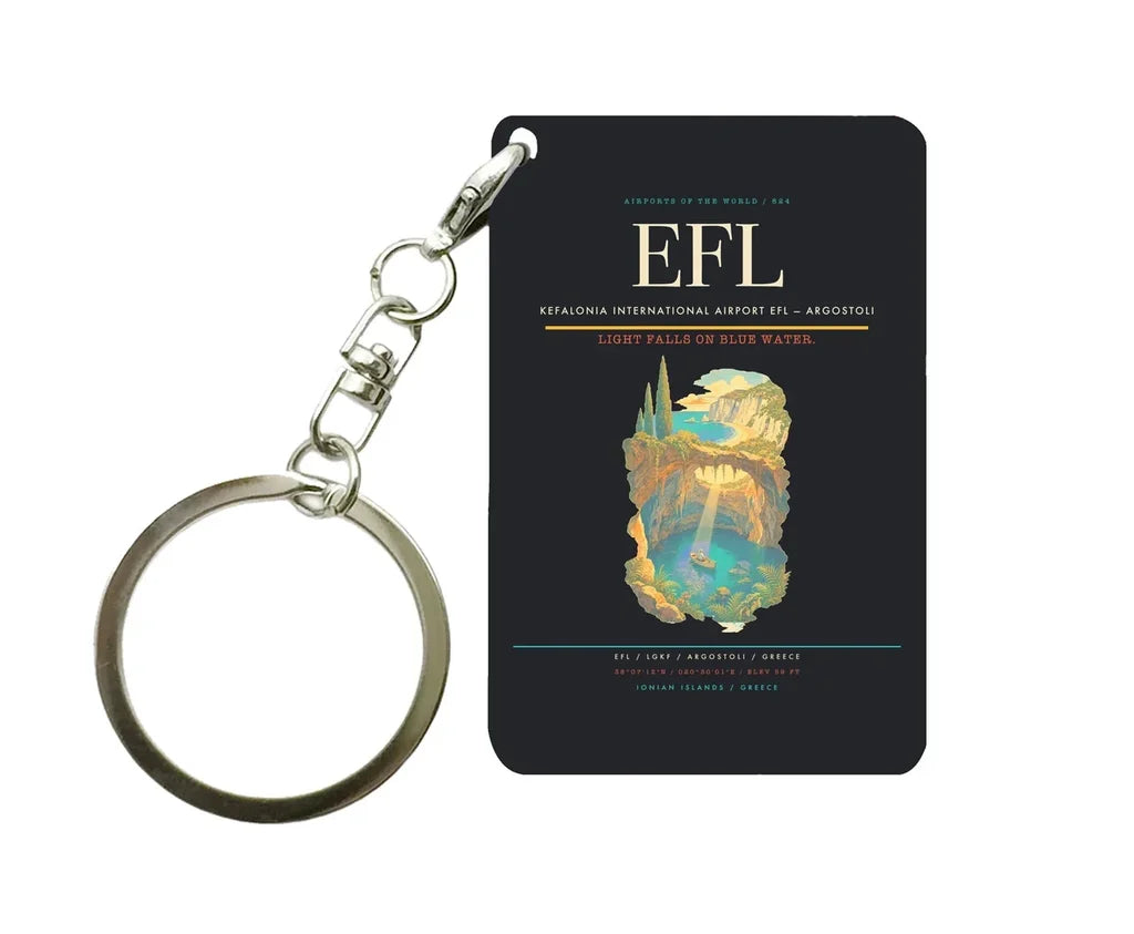 Kefalonia International Airport (EFL) design on black key chain