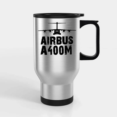 Airbus A400M & Plane Travel Mugs (With Holder) aviation design on travel mug with holder, insulated double-wall with car-cup.