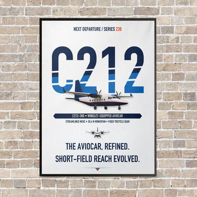CASA C-212-300 Aviocar vertical canvas print - framed - white background