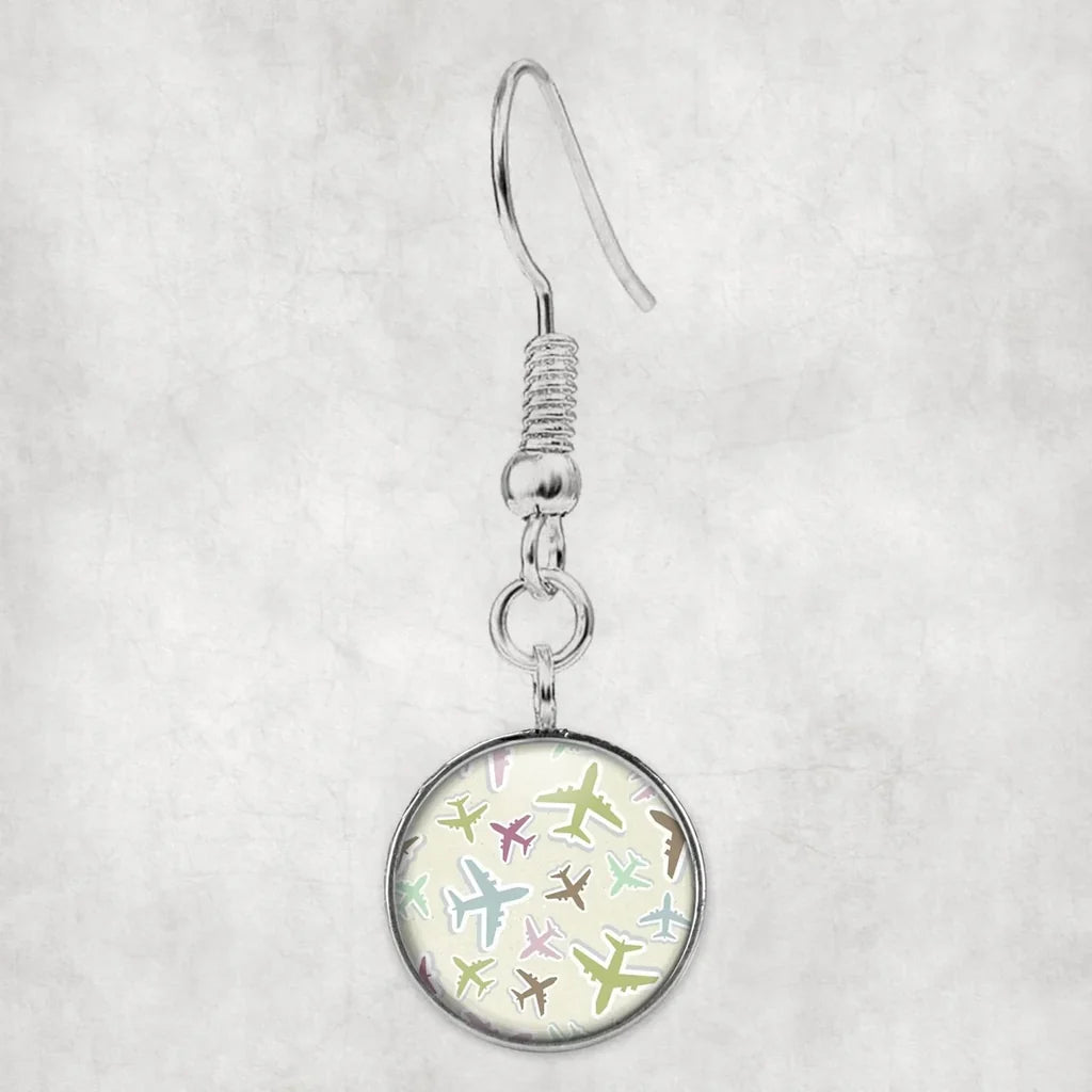 Seamless 3D Airplanes aviation-themed earrings, polished hypoallergenic alloy.