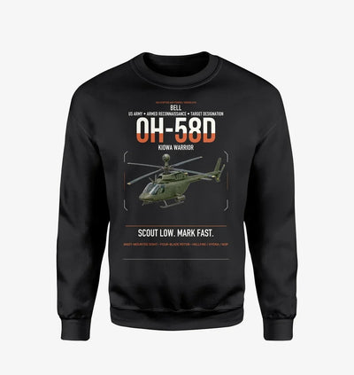 Bell OH-58D Kiowa Warrior design on black sweatshirt
