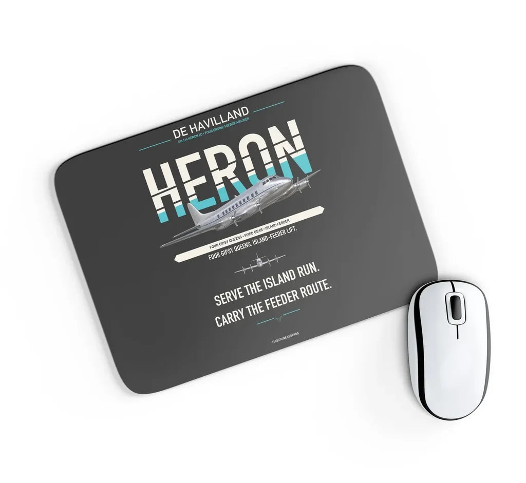de Havilland DH.114 Heron 2D design on black rectangle mouse pad