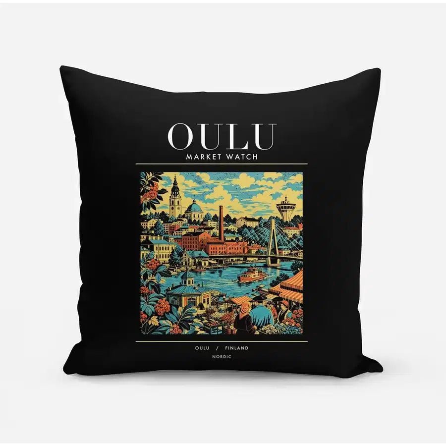 OULU - Poster - Pillow - Black