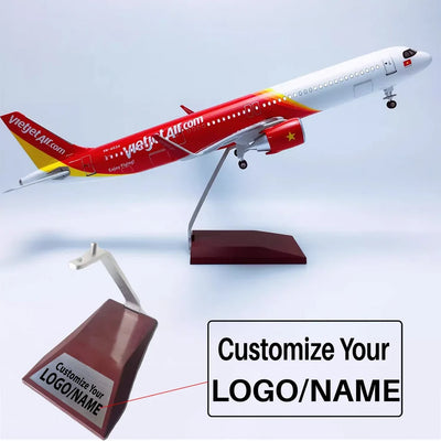 Side view of Vietnam Vietjet Airlines Airbus A321neo Airplane Model (Special 45CM) aviation special-edition big-scale model airplane.