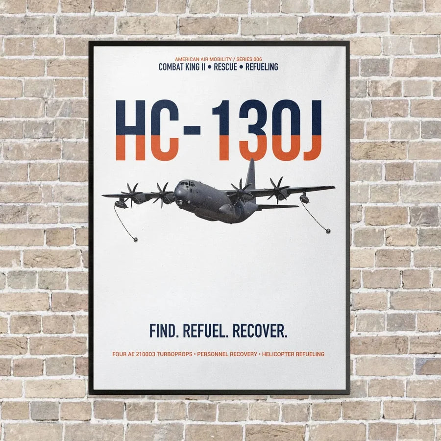 HC-130J COMBAT KING II vertical canvas print - framed - white background