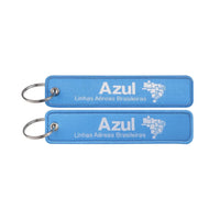 Thumbnail for Azul Airlines (2) aviation Remove Before Flight key chain, aviation-tag style webbing.