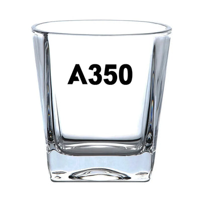 Airbus A350 Flat Text aviation design on whiskey glass, crystal-clear premium glassware.
