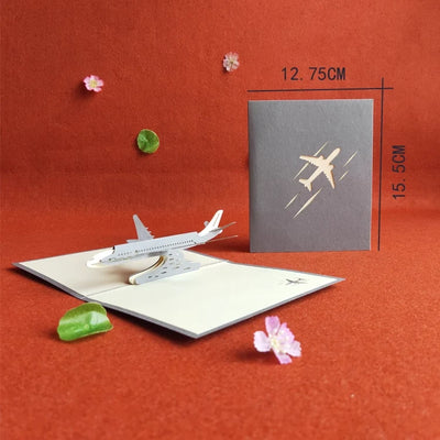 Airplane Grey Paper Cuttings 3D greeting card aviation pilot essential in premium aviation-grade build.