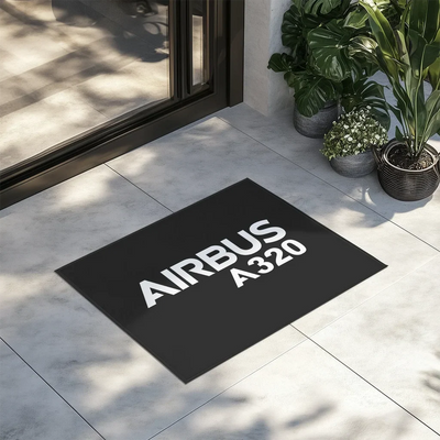 Airbus A320 & Text aviation design on durable fibre with non-slip backing door mat.