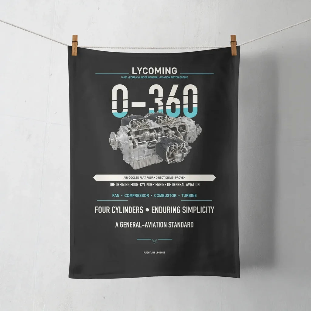 O-360 design on black towel