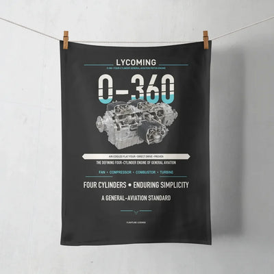 O-360 design on black towel