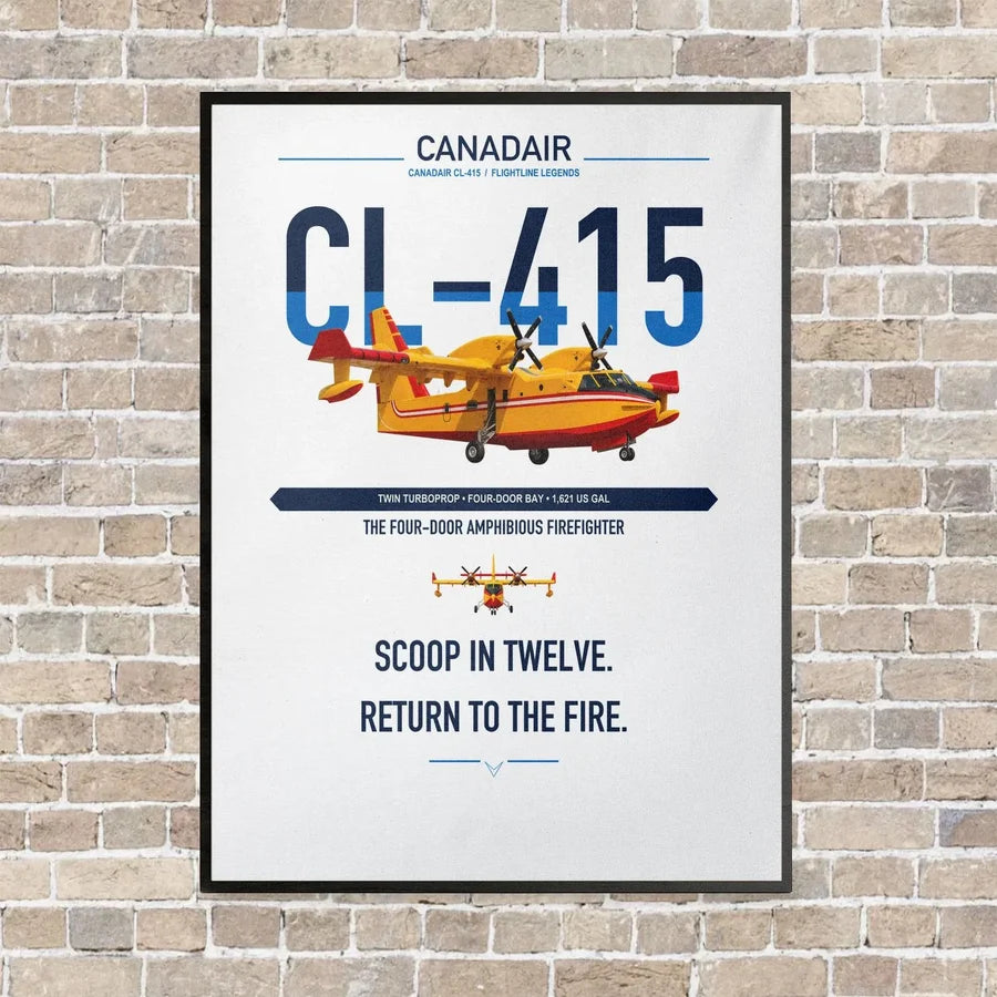 Canadair CL-415 vertical canvas print - framed - white background