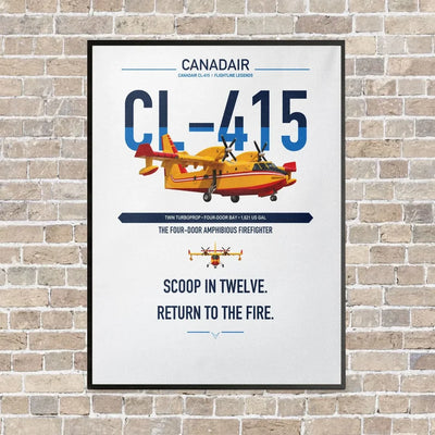 Canadair CL-415 vertical canvas print - framed - white background