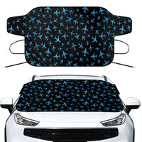 Thumbnail for Many Airplanes Black Car aviation design on car windshield cover.