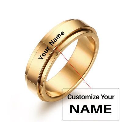 Your Custom Design & Image & Logo & Text Design Rotating Stainless Steel Couple aviation ring in stainless steel.