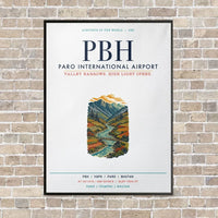 Thumbnail for Paro International Airport PBH vertical canvas print - framed - white background