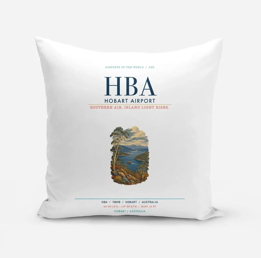 Hobart Airport (HBA) design on white pillow