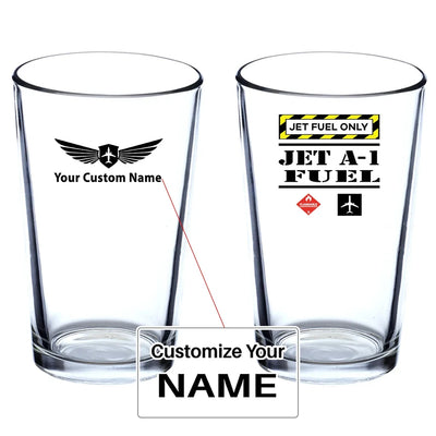 Jet Fuel Only Beer & aviation design on beer water glass, versatile drinkware.