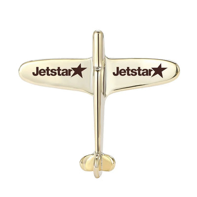 Jetstar Airlines Airplane Shape aviation airplane-shape brooch, polished alloy body with engraved detail.