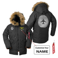 Thumbnail for Aviation Finger Print aviation design printed on heavyweight shell with hooded warmth parka bomber.