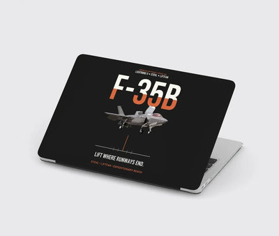 F-35B Lightning II Lift Where Runways End design on black MacBook case