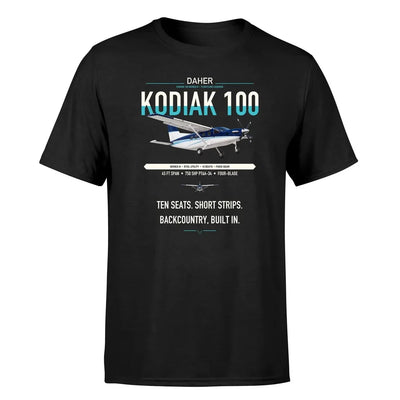 Daher Kodiak 100 Series III design on black t-shirt, single-side print