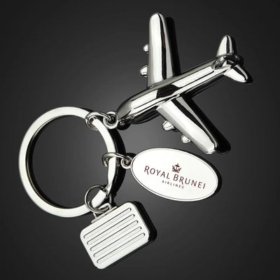 Royal Brunei Airlines Suitcase aviation suitcase-shape key chain, durable metal alloy.