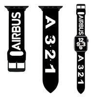 Thumbnail for Airbus A321 Flat Text aviation-themed Apple Watch band, polished soft silicone.
