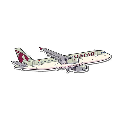 Qatar Airways Airbus A320 aviation design airplane sticker in weather-resistant vinyl.
