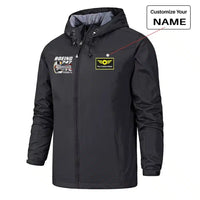 Thumbnail for Boeing 747 & PW4000-94 Engine Rain Jackets & Windbreakers aviation design printed on waterproof shell with sealed seams small.