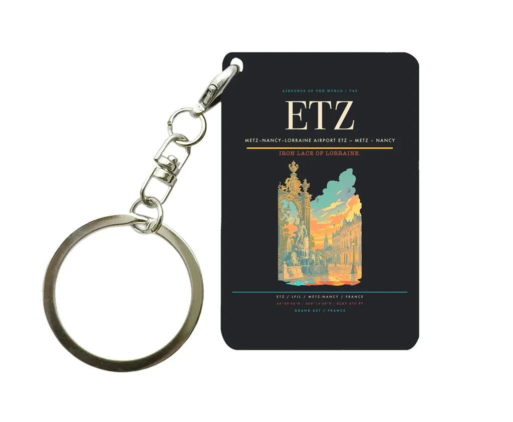 Metz–Nancy–Lorraine Airport (ETZ) design on black key chain