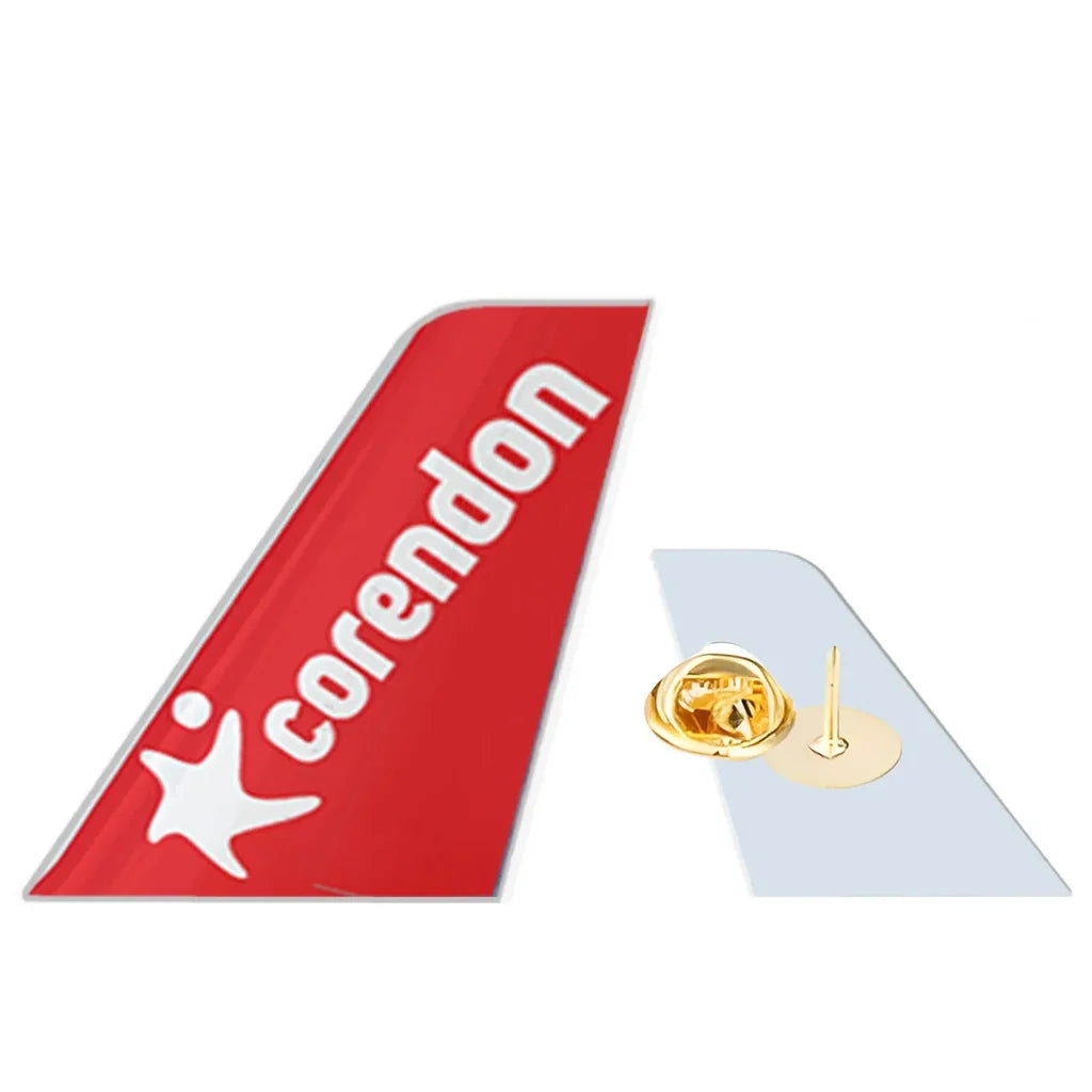 Corendon Airlines aviation design tail-shape badge pin in polished alloy.