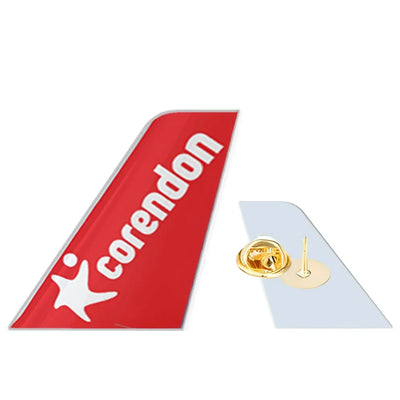 Corendon Airlines aviation design tail-shape badge pin in polished alloy.