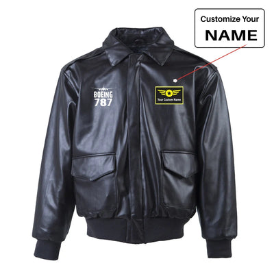 Boeing 787 & Plane Leather Bomber Jackets (NO Fur) aviation design printed on genuine leather with quilted lining leather bomber.
