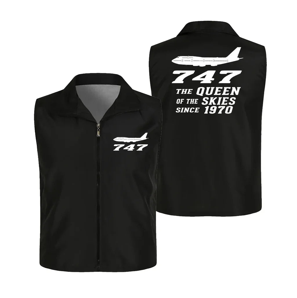 Boeing 747 - Queen of the Skies (2) Thin Style aviation design printed on lightweight shell with sleeveless design thin vest.