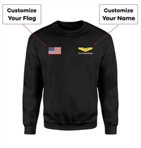 Thumbnail for Custom Flag & Name with (Special US Air Force) aviation design printed on soft cotton blend sweatshirt.