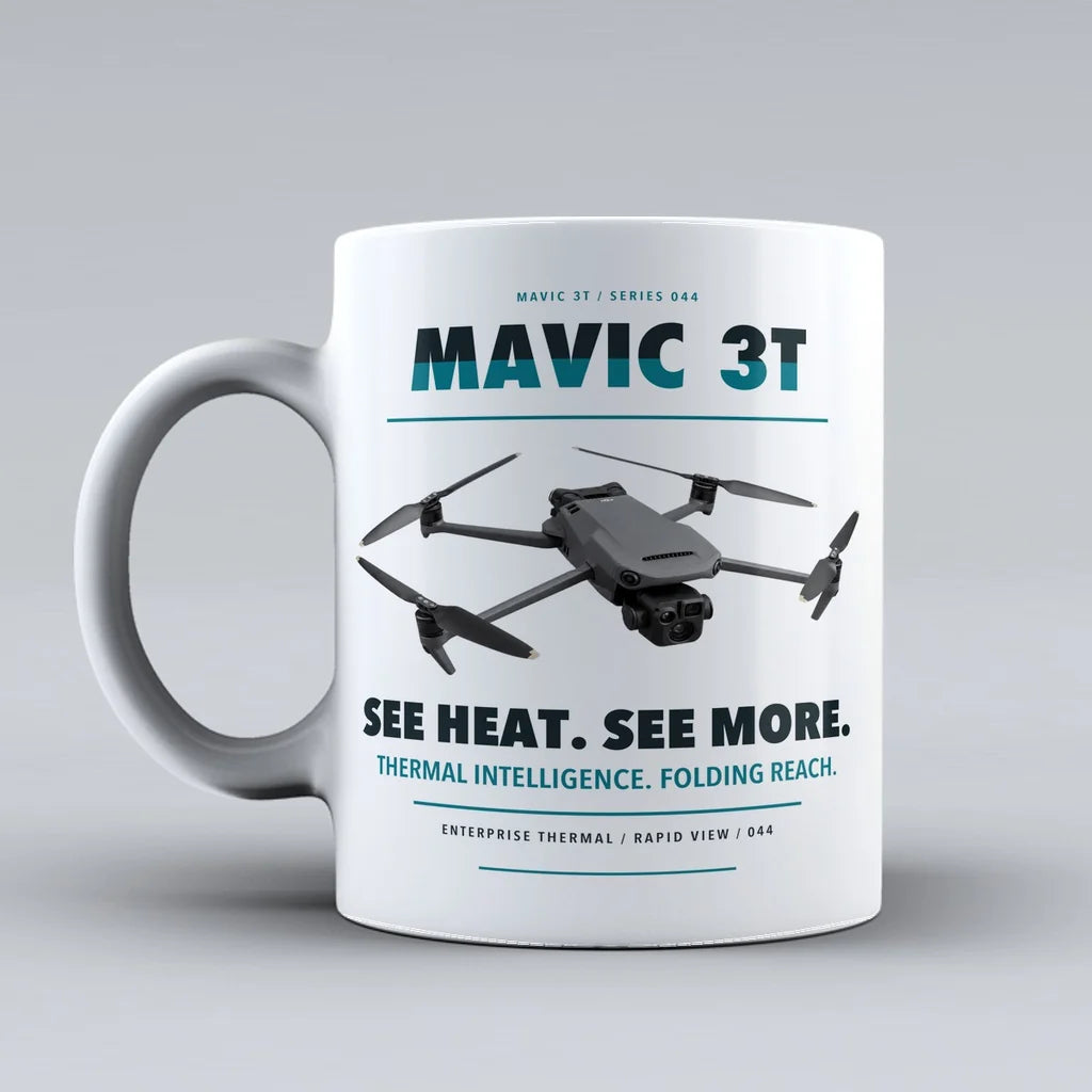 Mavic 3 Thermal Mug design on white dji