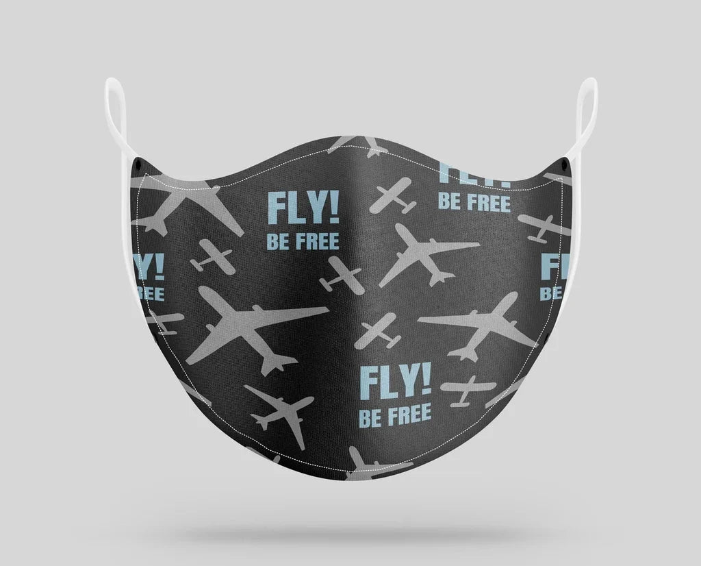 Fly Be Free aviation face mask in breathable cotton blend.