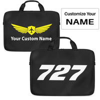 Thumbnail for Boeing 727 Flat Text Laptop & Tablet aviation design laptop & tablet bag, padded polyester construction.