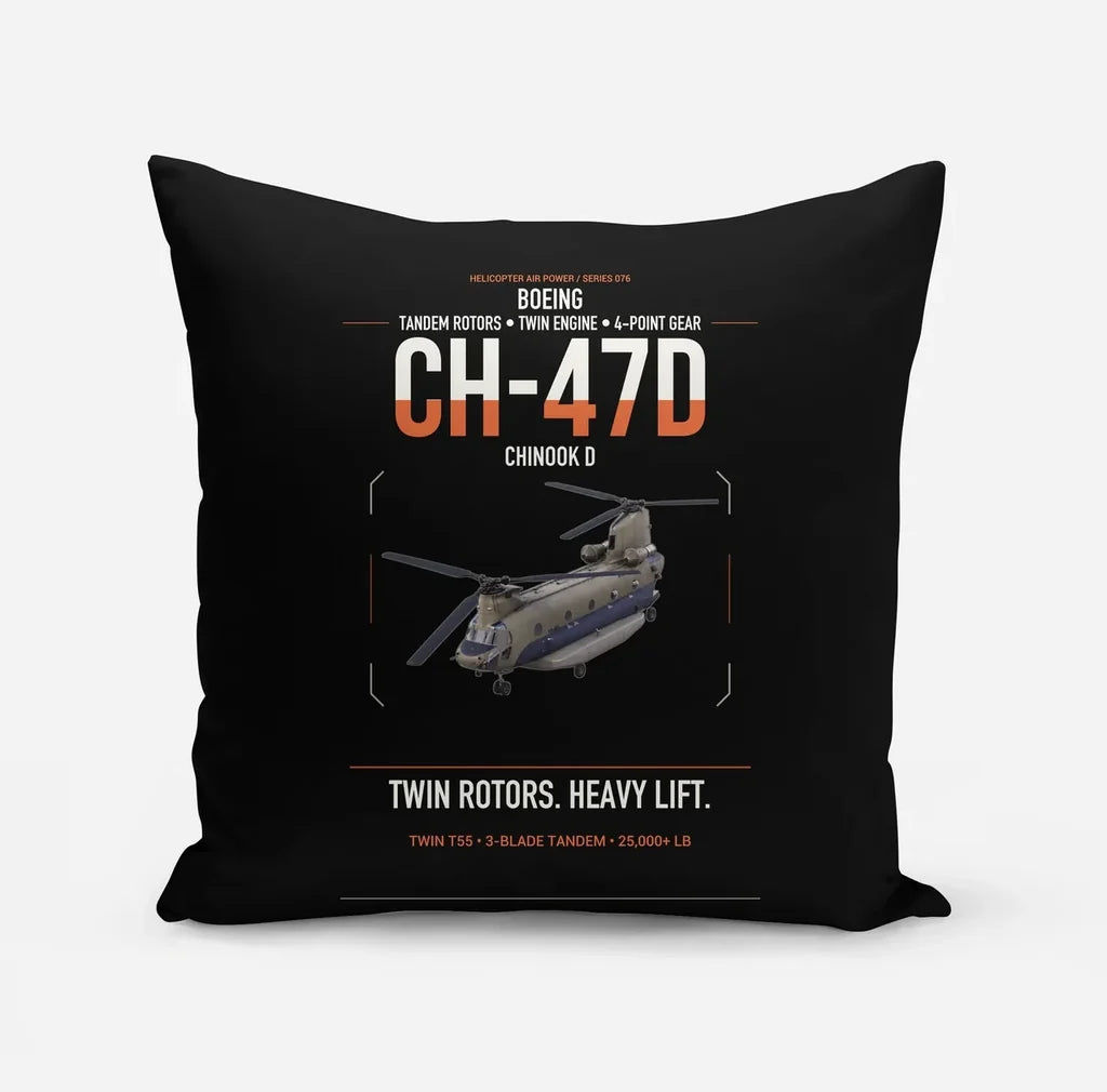 Boeing CH-47D design on black pillow