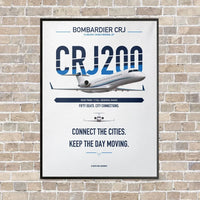 Thumbnail for Bombardier CRJ200 vertical canvas print - framed - white background