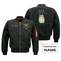 Thumbnail for Luleå Airport (LLA) design on black bomber jacket with custom name patch