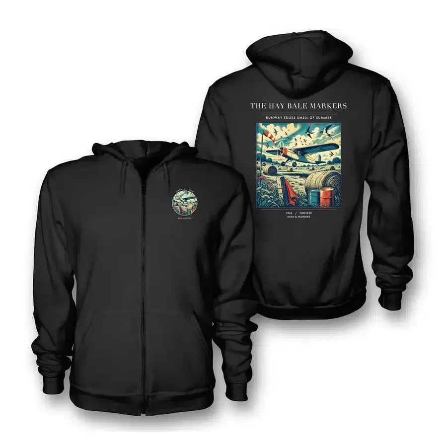 VINTAGE G4387 - The Hay Bale Markers - Premium Zipped Hoodie design on black